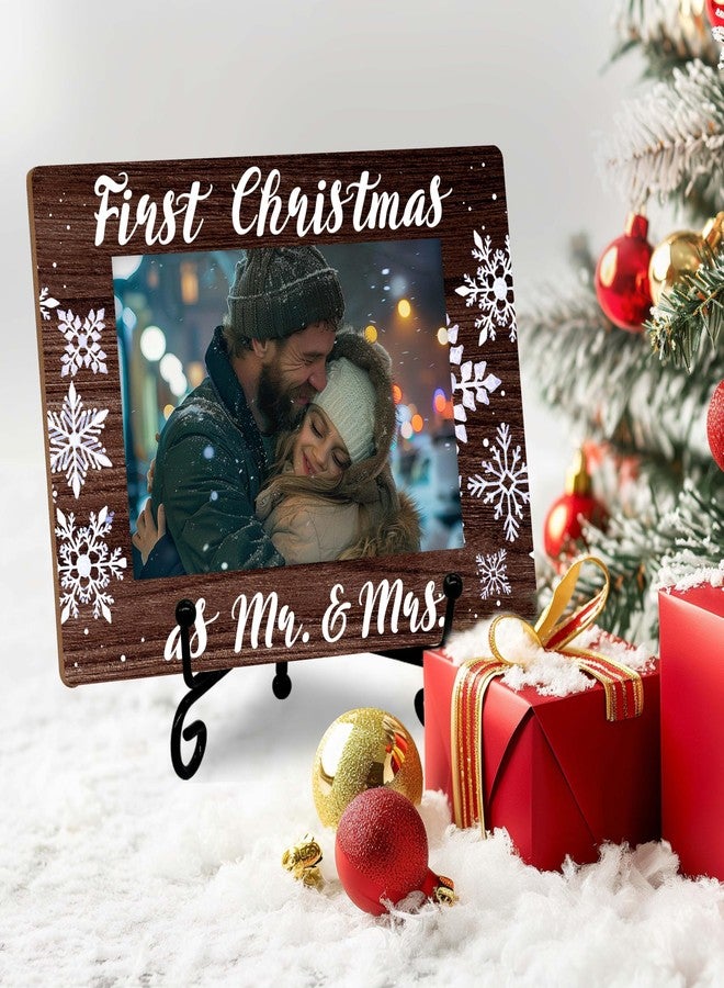 SSQBZU Newlyweds Christmas Picture Frame, First Time Christmas As Mr. & Mrs., A Newly Married Couple Christmas Gifts from Wife, Husband, Parents, Friends, Family, etc., Favors for Christmas, Wedding.(045) - Image 2
