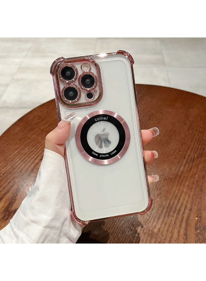 NIBEMINENT Four Corner Airbags Prevent Falling Protection Case With Magsafe For iPhone 14 Pro Max, Rose Gold