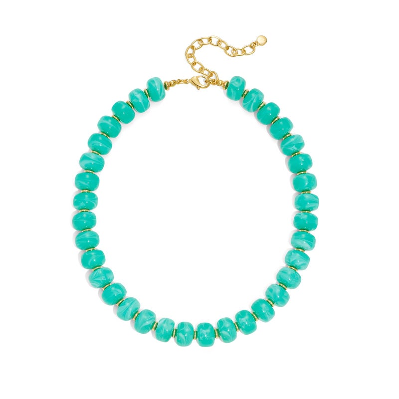 HolidayQbee Beaded necklace for Women Boho Bead Gemstone Chunky Necklace Big Mint Green Bead Necklace Fashion Trendy Summer Colorful Beaded Necklaces Jewelry Gifts - Image 1