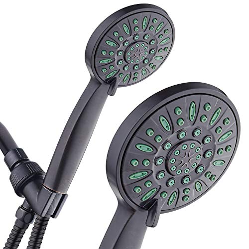 AquaDance Antimicrobial/Anti-Clog High-Pressure 6-setting Hand Shower, Microban Nozzle Protection from Growth of Mold, Mildew & Bacteria for Stronger Shower! Oil-Rubbed Bronze Finish/Coral Green Jets - Image 1