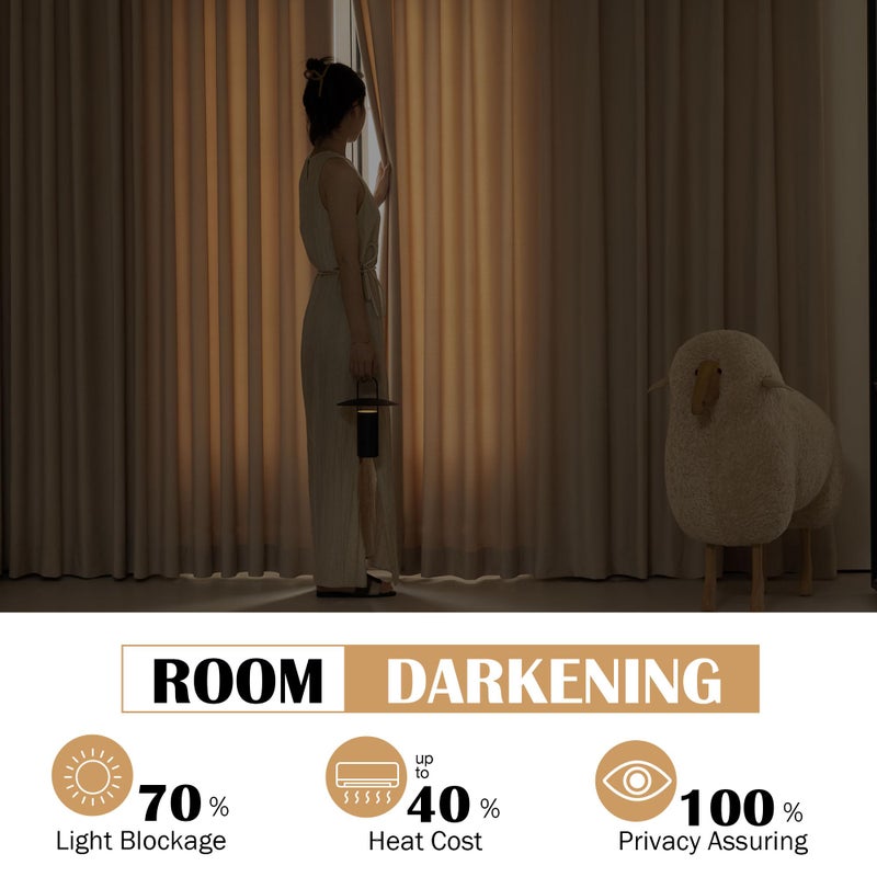 Beauoop Beige Velvet Curtains 108 Inches Long 2 Panels for Bedroom Living Room Soft Luxury Room Darkening Thermal Insulated Soundproof Rod Pocket Window Treatments Drapes, 52X108 Set of 2 - Image 3