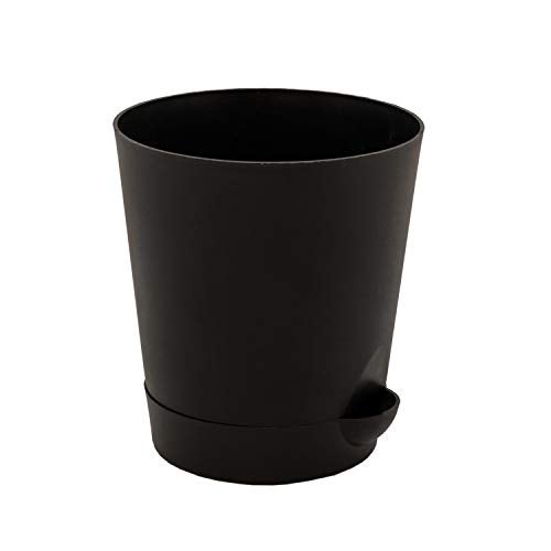 garbnoire Self Watering Planter Pot with Bottom Tray/Plate - (4 inch) Indoor Outdoor Balcony Plant Pot | Home Garden Office Flowering Container Cover | Living Room Decor (Black, Set of 3) - Image 4