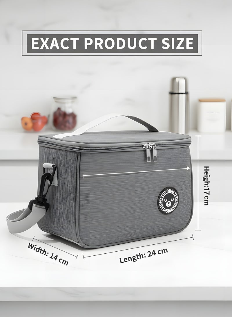 Insulated Lunch Bag with Adjustable Shoulder Strap, Reusable Lunch Box Cooler Bag for Men Women, Meal Prep Container for School Work Office Picnic Hiking Beach, Thermal Lunch Cooler - Image 5