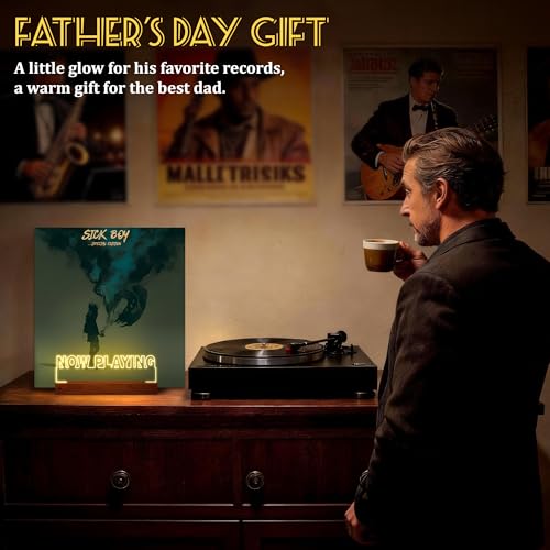 CoolGift Mart Now Playing Vinyl Record Stand Desktop, Light up Record Holder, Wooden Acrylic Display with 16 Color Lights for Albums, Room Decor, Gift for Vinyl Lovers - Image 2
