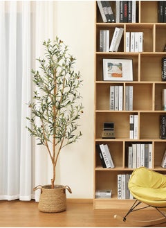 Zvezvia 6ft Artificial Olive Tree Tall Fake Potted Olive Silk Tree with Planter Large Faux Olive Branches and Fruits Artificial Tree for Modern Home Office Living Room Floor Decor Indoor  - Image 2