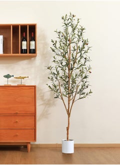 Zvezvia 6ft Artificial Olive Tree Tall Fake Potted Olive Silk Tree with Planter Large Faux Olive Branches and Fruits Artificial Tree for Modern Home Office Living Room Floor Decor Indoor  - Image 3