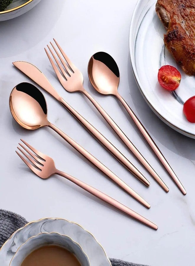 BLURISM Stylish Spoon Set for Kitchen | Rose Gold Cutlery Set for Dining Table | Kitchen Utensils Set | Daily Use Cutlery Set for Home Kitchen Dining Table and Gifts - Image 1