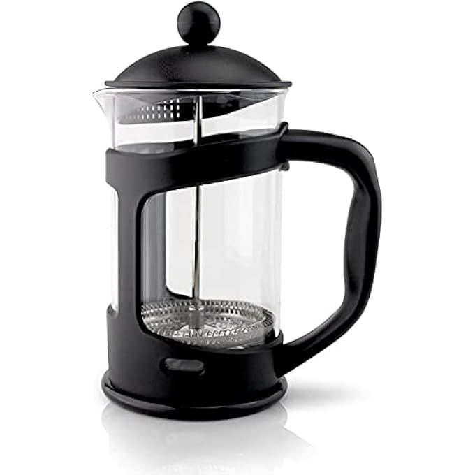 KASTWAVE Stainless Steel Strainer Press Coffee Maker 600Ml With 2Layered Filter Screens Built In Thicker Borosilicate Glass Easy Clean  Using Coffee Press For Home Kitchen Office Black - Image 1