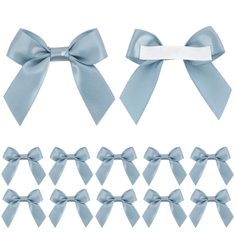 AIMUDI Dusty Blue Satin Ribbon Bows 2" Self Adhesive Satin Bows for Gift Wrapping Premade Ribbon Bows with Double-Sided Tape for Making Crafts Baby Shower Birthday Party Wedding Decorations, 50 PCs - Image 1