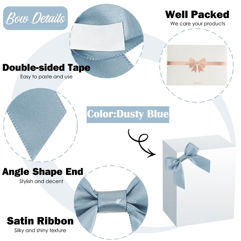AIMUDI Dusty Blue Satin Ribbon Bows 2" Self Adhesive Satin Bows for Gift Wrapping Premade Ribbon Bows with Double-Sided Tape for Making Crafts Baby Shower Birthday Party Wedding Decorations, 50 PCs - Image 4