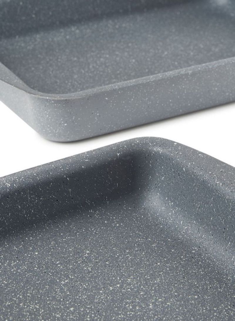 3-Pieces Granite Square Pan Set Grey