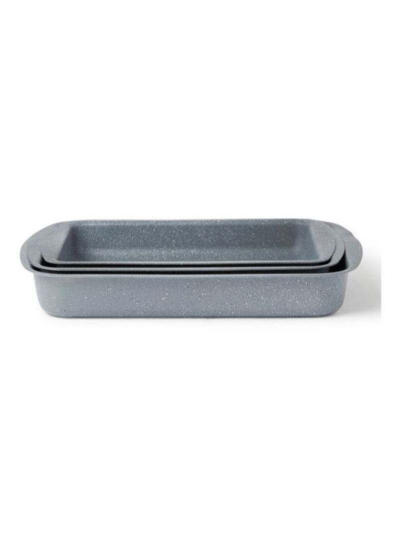 3-Pieces Granite Square Pan Set Grey