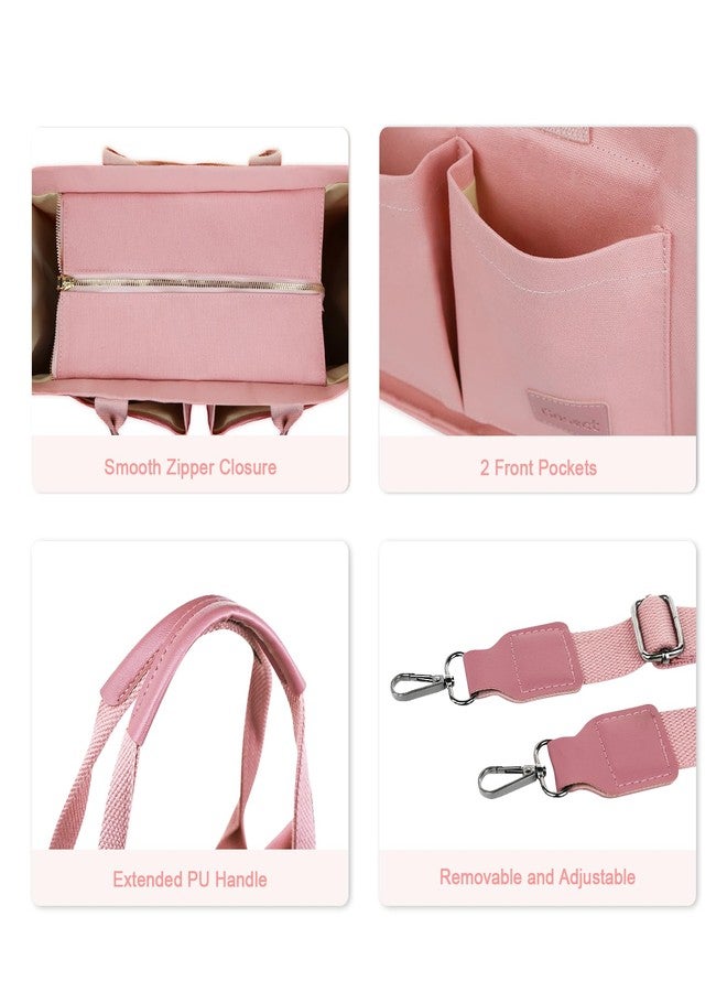 Gosect Canvas Tote Bag for Women With Pockets,X-Large Work Tote Bags Womens, Laptop Crossbody Purses Everything Everyday Bag Handbags lunch bag for Travel Work (Pink) - Image 5