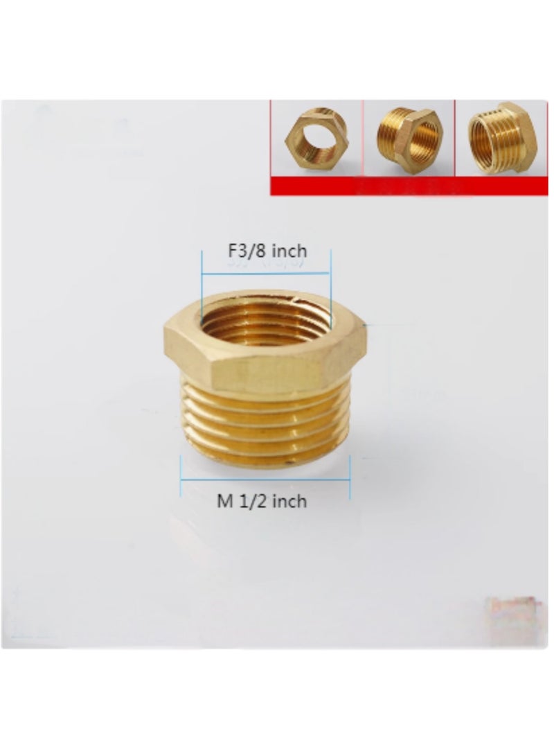 GA  Brass Reducer Bush Bsp Male1/2 inch Thread To Female 3/8 inc Thread Reducing Bush Hex Reducer Bushing  M 1/2Inch*F3/8 inch - Image 3