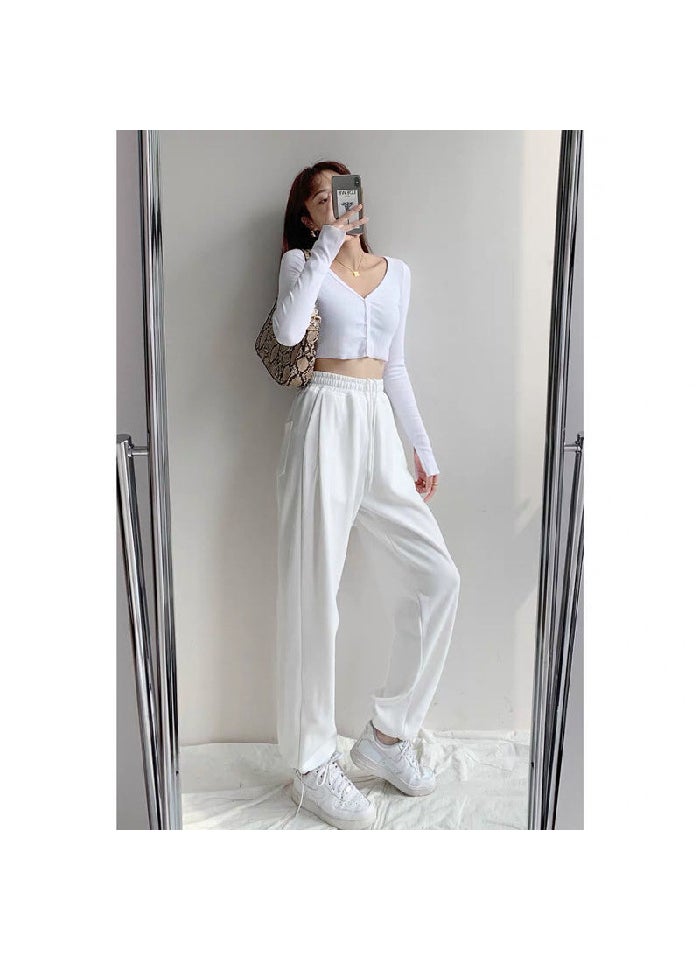 Generic Womens Casual High-Waist Joggers Autumn Loose Fit Sweatpants White regular  - Image 1