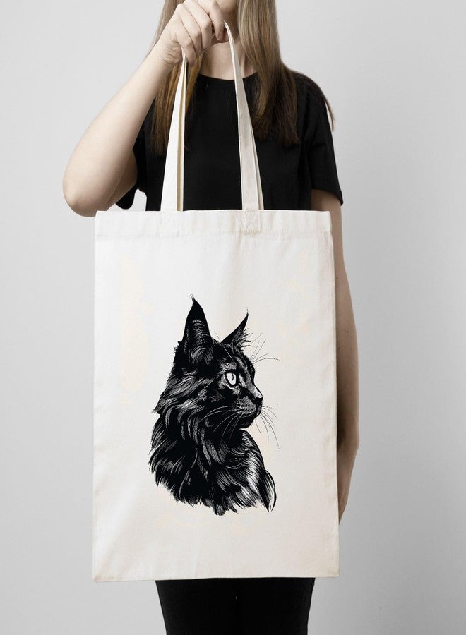 ARTBUG Tote Bag for Women with zip, Aesthetic Canvas tote bag for college girls, office, stylish and reusable - Cat Painting - D No - 187 - Image 3