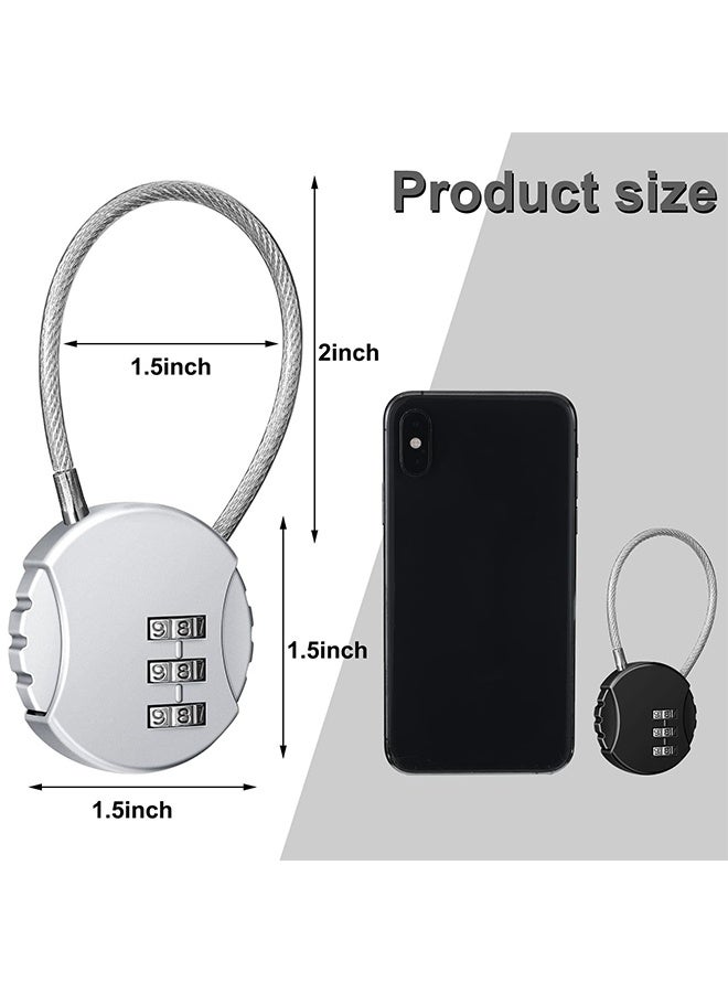 4 Pieces 3 Digit Combination Locks Combo Number Locks Luggage Lock Waterproof Travel Padlocks for School Gate Fence Cabinet Toolbox Suitcase Gym,Hasp Storage (Black,Silver) - Image 2