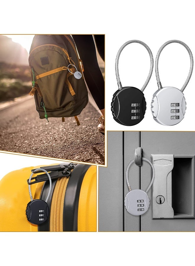 4 Pieces 3 Digit Combination Locks Combo Number Locks Luggage Lock Waterproof Travel Padlocks for School Gate Fence Cabinet Toolbox Suitcase Gym,Hasp Storage (Black,Silver) - Image 5