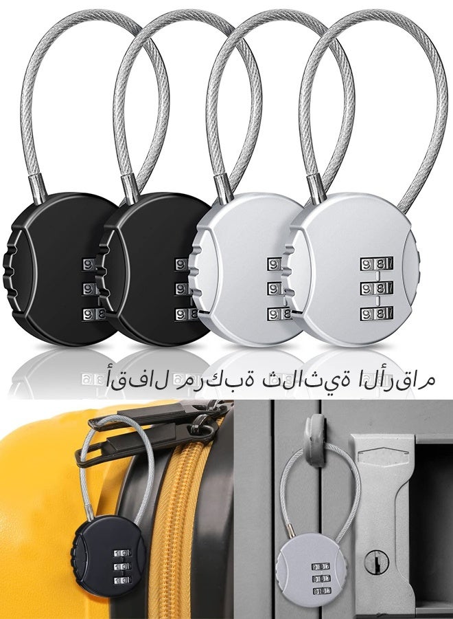 4 Pieces 3 Digit Combination Locks Combo Number Locks Luggage Lock Waterproof Travel Padlocks for School Gate Fence Cabinet Toolbox Suitcase Gym,Hasp Storage (Black,Silver) - Image 1