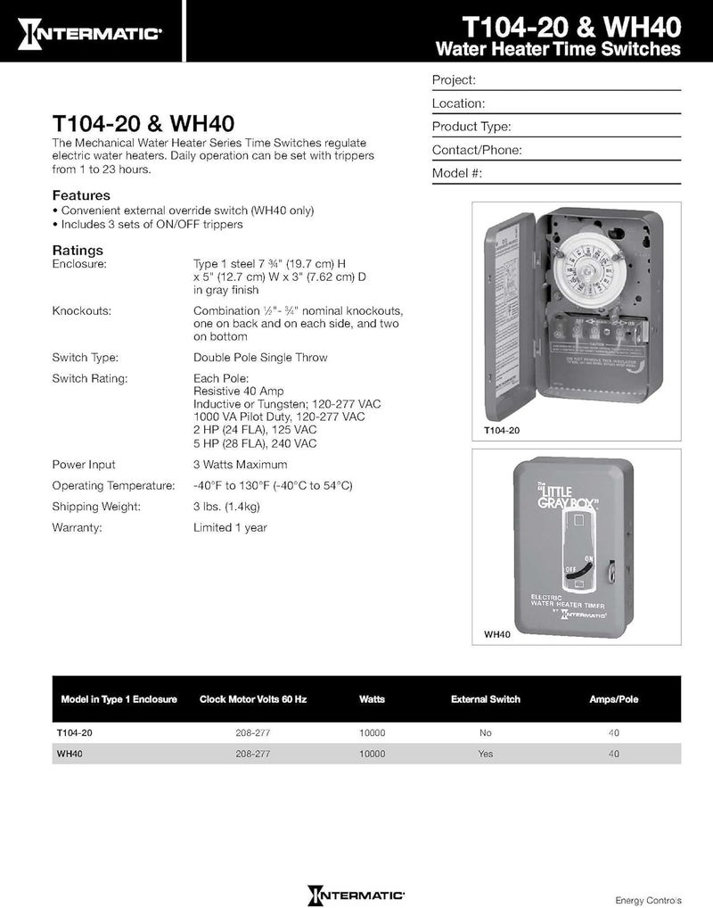Intermatic WH40 Electric Water Heater Timer, Gray - Image 3