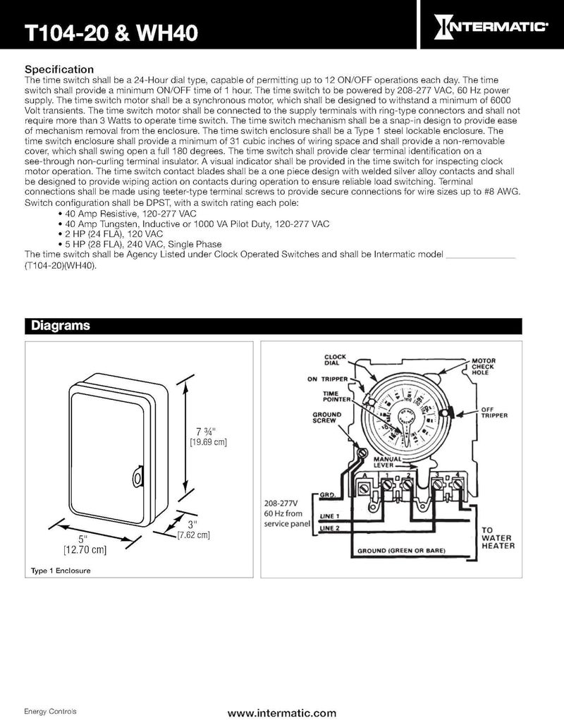 Intermatic WH40 Electric Water Heater Timer, Gray - Image 4