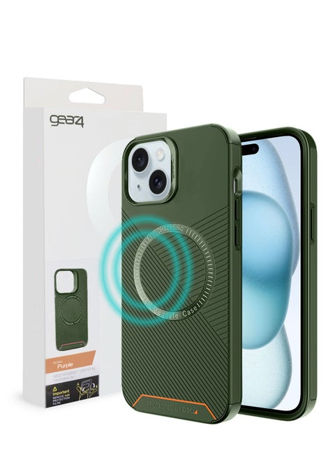 D3O NEO Hybrid Crystal With MagSafe Wireless Charging Function And Magnetic Car Holder Case Cover For Apple iPhone 15 Plus 2023 Green