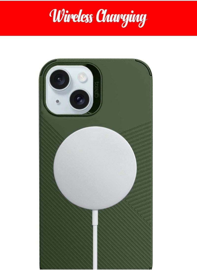 D3O NEO Hybrid Crystal With MagSafe Wireless Charging Function And Magnetic Car Holder Case Cover For Apple iPhone 15 Plus 2023 Green