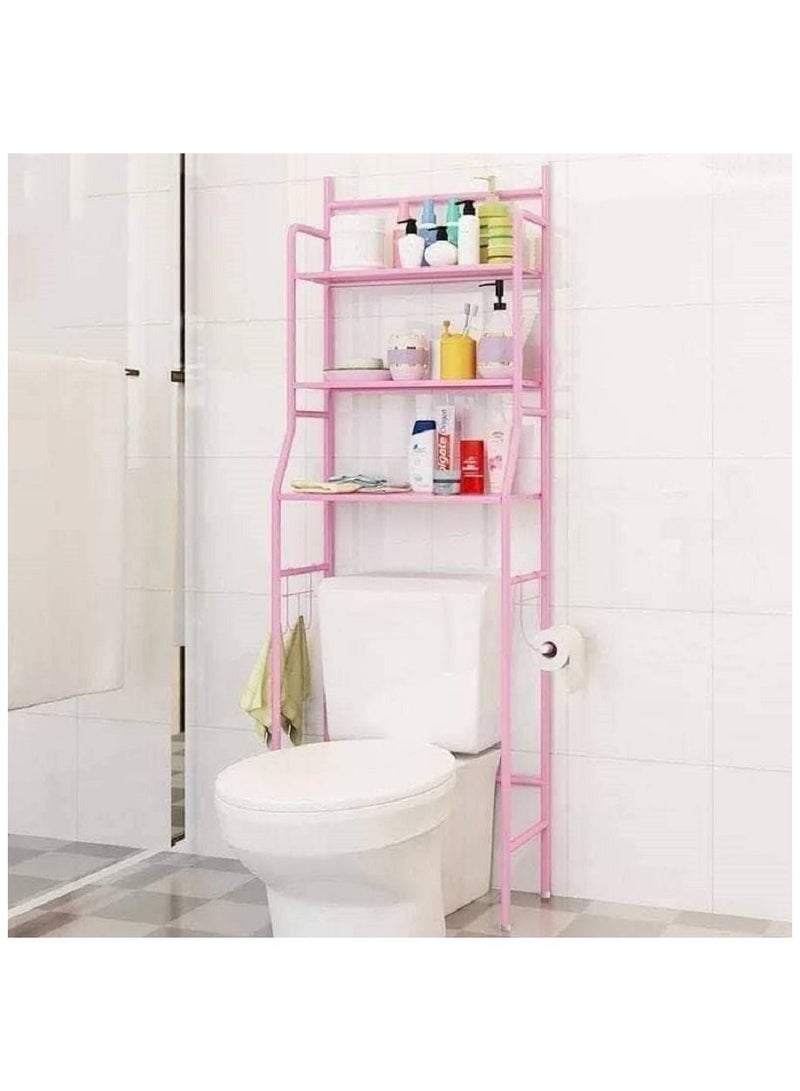 AGD Toilet Storage Rack 3-Tier For Bathroom Steel Frame Premium Quality pink