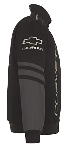 JH DESIGN GROUP Men's Chevy Corvette C8 Jacket an Embroidered Classic Twill Coat (BSC1 Black, Large) - Image 3