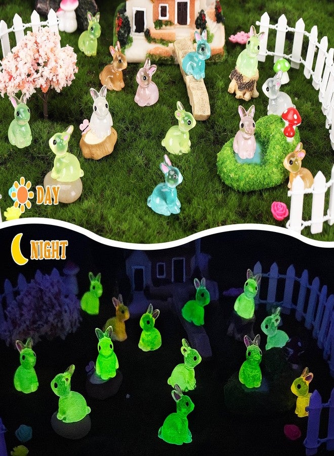 VICROIC 66 PCS Easter Mini Resin Bunny, Luminous Miniature Easter Bunny Figurines, Tiny Rabbit Glow in the Dark for Dollhouse Decorations, Fairy Garden Landscape, Easter Egg Fillers Party Favors - Image 4