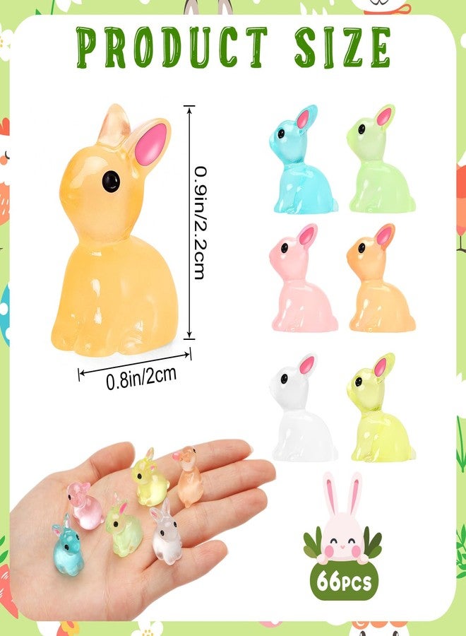 VICROIC 66 PCS Easter Mini Resin Bunny, Luminous Miniature Easter Bunny Figurines, Tiny Rabbit Glow in the Dark for Dollhouse Decorations, Fairy Garden Landscape, Easter Egg Fillers Party Favors - Image 2