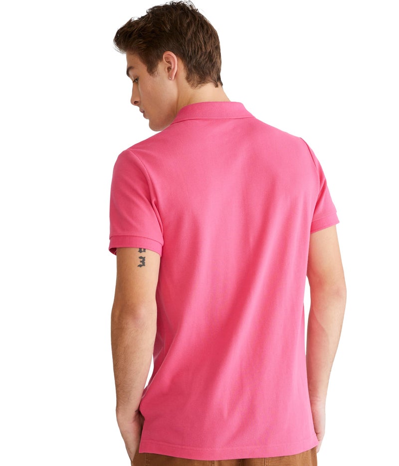 Aeropostale بولو بيكيه صلب أيرو A87، وردي فلامبي، L - Image 2