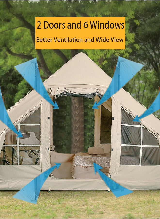 RATSAW - Large Inflatable Camping Tents for 6 to 8 Persons Air Glamping Tent 420D Oxford Waterproof and Windproof Blow up Cabin Tents with Pump Easy Setup for 4 Seasons Mesh and Chimney Window - Image 1