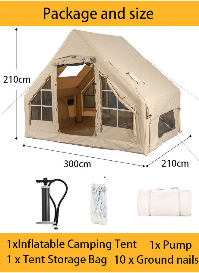 RATSAW Large Inflatable Camping Tents for 6 to 8 Persons Air Glamping Tent 420D Oxford Waterproof and Windproof Blow up Cabin Tents with Pump Easy Setup for 4 Seasons Mesh and Chimney Window  - Image 4