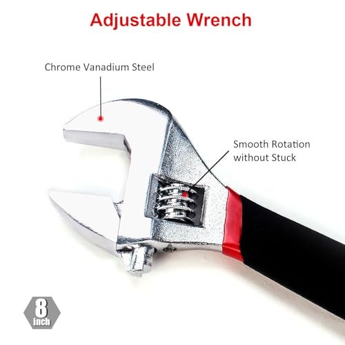 FASTPRO 7-Piece Utility Pliers and Wrench Set, Includes 8" Adjustable Wrench, 8" Groove Joint, 8" & 6" Slip Joint, 6" Long Nose, 6" Diagonal and 6" Linesman Pliers, Dipped Handle - Image 5