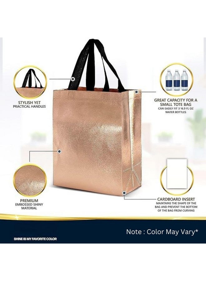Evafly Gift Bag Medium Size Pack of 20 : L13 x W12 x D4 inch|Resuable Non-Woven Shiny Metallic Laminated|Haldi Return Gifts, Jute Bags for Return Gift,Return Gift For Birthday - Rose Gold - Image 3