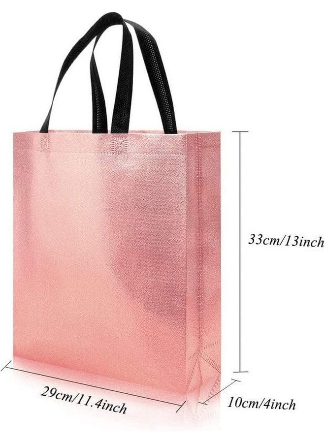 Evafly Gift Bag Medium Size Pack of 20 : L13 x W12 x D4 inch|Resuable Non-Woven Shiny Metallic Laminated|Haldi Return Gifts, Jute Bags for Return Gift,Return Gift For Birthday - Rose Gold - Image 2