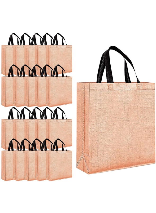 Evafly Gift Bag Medium Size Pack of 20 : L13 x W12 x D4 inch|Resuable Non-Woven Shiny Metallic Laminated|Haldi Return Gifts, Jute Bags for Return Gift,Return Gift For Birthday - Rose Gold - Image 1