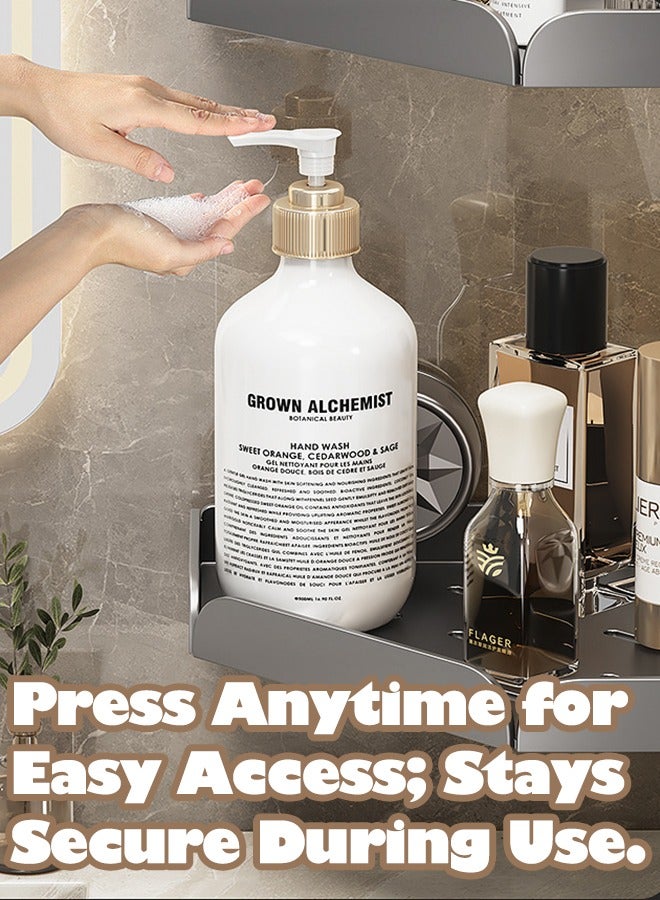 XiuWoo 2-Tier Sturdy Triangle Carbon Steel Wall-Mounted Bathroom Shelf Rustproof, Multi-Functional, with Suction Cups, Extra Storage & Raised Edges for Secure Organization - Image 4