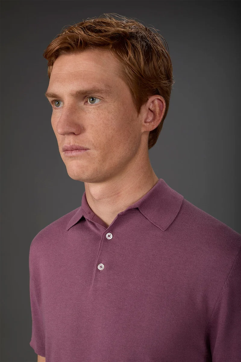 Doppelganger Purple Men's short-sleeved knitted polo shirt - Mauve for Men | Best Price UAE