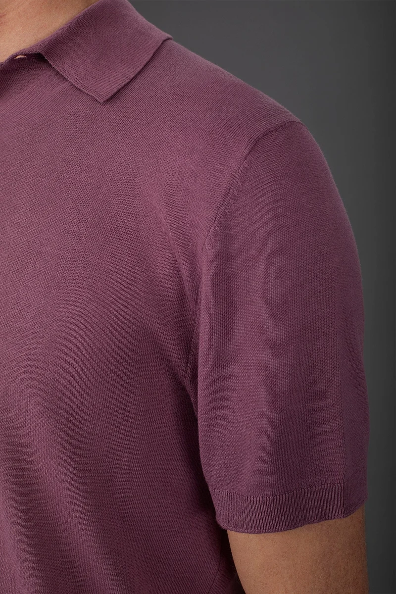 Doppelganger Purple Men's short-sleeved knitted polo shirt - Mauve for Men | Best Price UAE