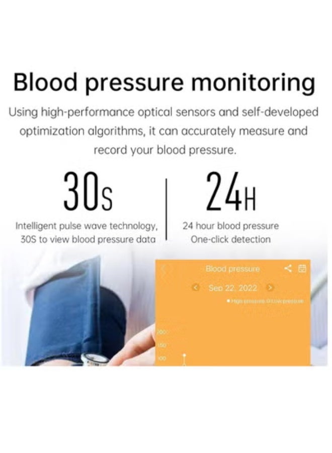 AROAQ Blood Glucose Test Smart Watch, E600 Blood Glucose Monitoring Smartwatch, 1.47Inch TFT Non-Invasive Blood Glucose Smart Watch, Fitness Watch with Multi Sport Modes for Men Women - Image 3