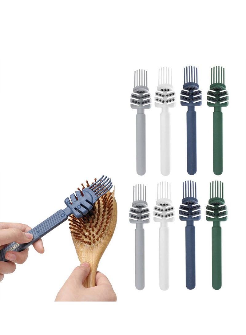 سيوسي منظف فرش الشعر، 8 عبوات من أدوات تنظيف مشط الشعر، منظف مشط 2 في 1، أداة تنظيف فرشاة الشعر، لإزالة غبار الشعر واستخدام المنزل والصالون، 4 ألوان - Image 1