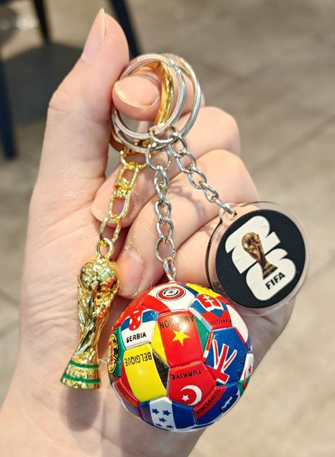 كأس العالم لكرة القدم الكرة سلسلة المفاتيح مجموعة, العلم الوطني كرة القدم سلسلة المفاتيح, كأس العالم الكأس سلسلة المفاتيح, 2026 شعار سلسلة المفاتيح مع حبل التشويش - Image 2