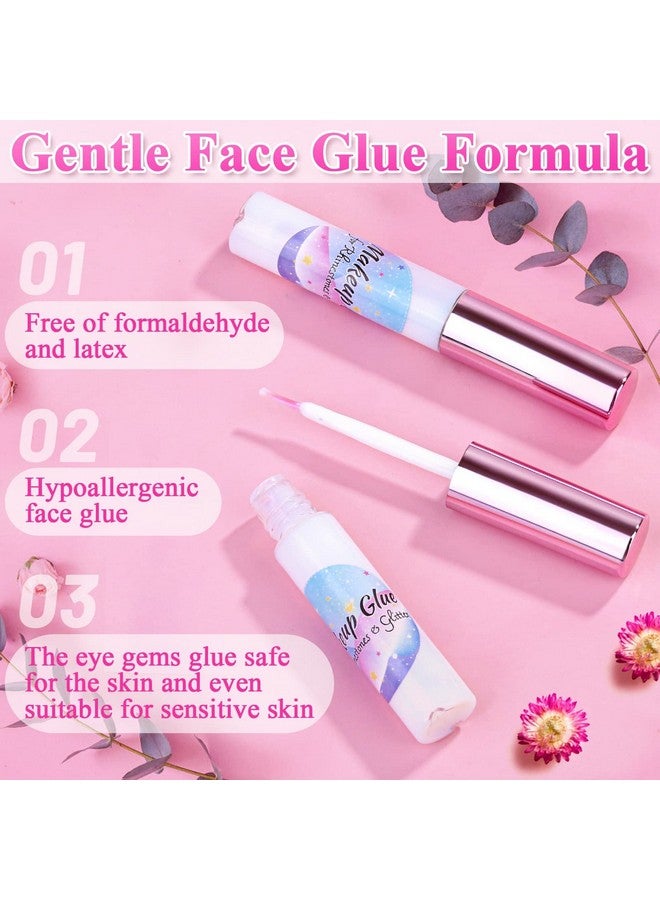 شينك غراء Akeup لأحجار الراين، غراء Shynek التجميلي اللامع للوجه، غراء لاصق للوجه يدوم طويلاً ومقاوم للماء لمجوهرات العين والأحجار الكريمة للوجه وأحجار الراين اللامعة للجسم - Image 2