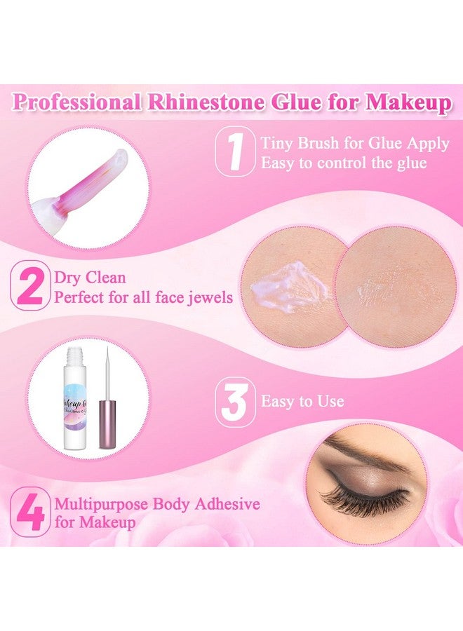 شينك غراء Akeup لأحجار الراين، غراء Shynek التجميلي اللامع للوجه، غراء لاصق للوجه يدوم طويلاً ومقاوم للماء لمجوهرات العين والأحجار الكريمة للوجه وأحجار الراين اللامعة للجسم - Image 3