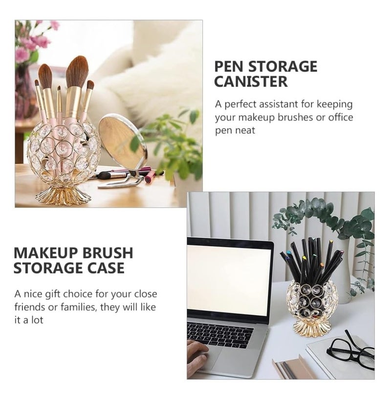PUSHKH Crystal Makeup Brush Holder MultiPurpose Cosmetic Storage Organizer For Brushes Lipstick Pen Pencil Nail Craft Desk Organiser For Home Office Bathroom - Image 2