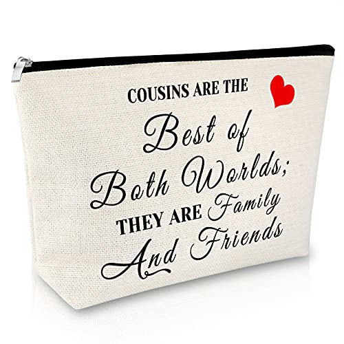 Sfodiary Cousin Birthday Gift Makeup Bags for Women Sister Best Friend Travel Cosmetic Pouch Friendship Christmas Graduation Gift for Bestie Sister - Image 1