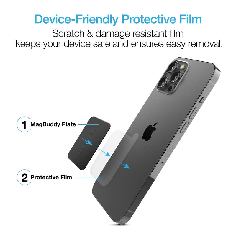 Naztech MagBuddy 2 Pack Magnet Phone Case Plate - Adhesive Metal Plate for Phone Magnet Strong Magnetic Sticker Magnetic Plates with Adhesive Backing Metal Stickers for Magnets for iPhone & Android - Image 3