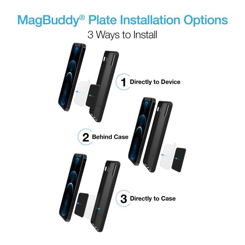 Naztech MagBuddy 2 Pack Magnet Phone Case Plate - Adhesive Metal Plate for Phone Magnet Strong Magnetic Sticker Magnetic Plates with Adhesive Backing Metal Stickers for Magnets for iPhone & Android - Image 4